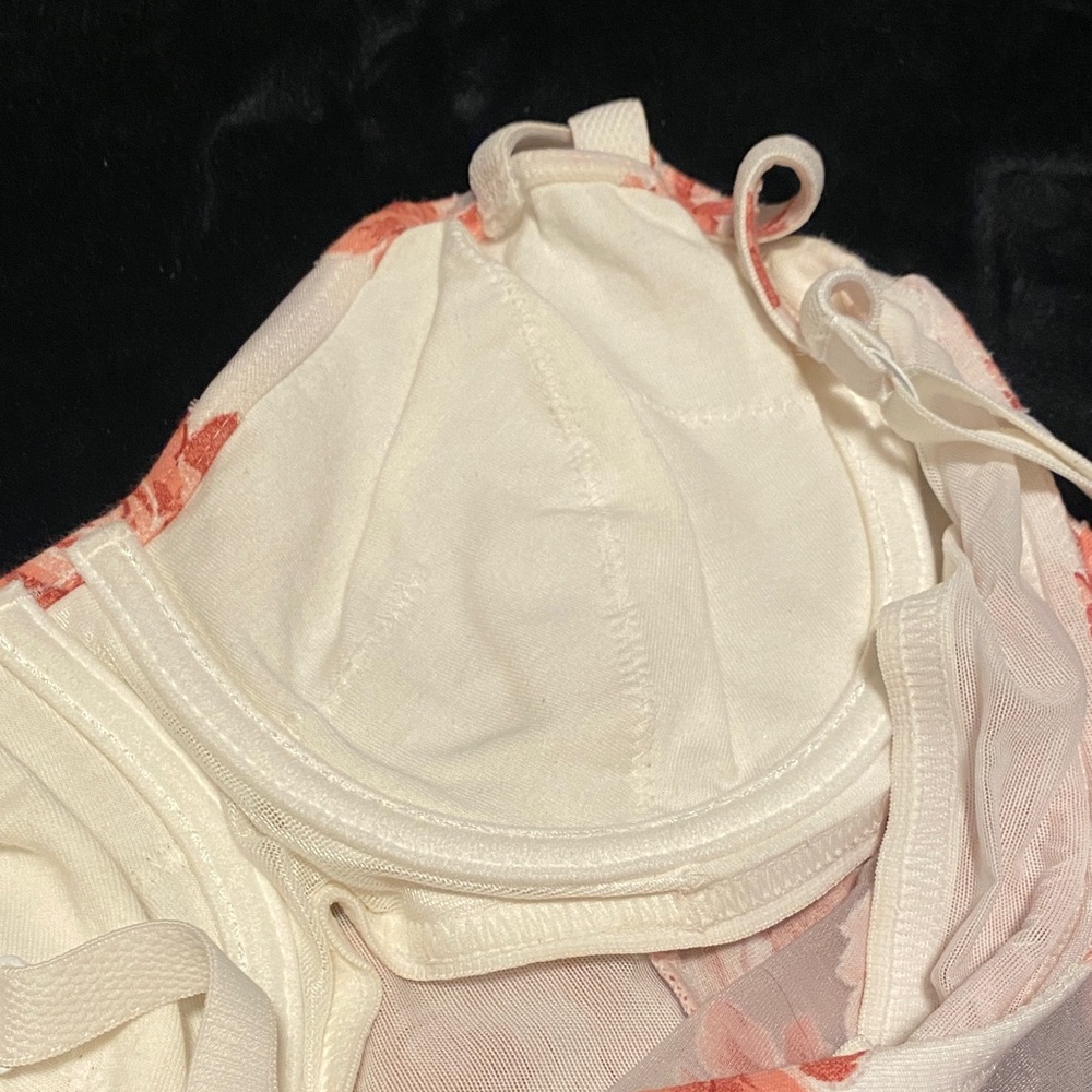 Vintage Rosy Floral Sheer Mesh Bodysuit | 34B NWT | Deadstock French Lingerie - Picture 8 of 16